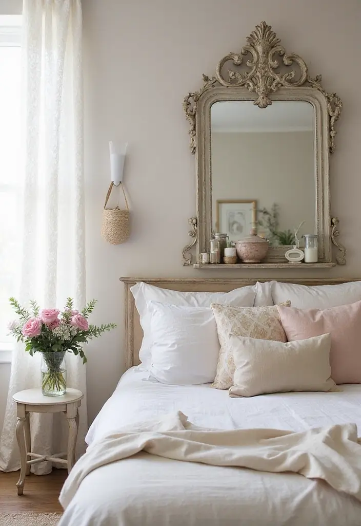 30 Bedroom Dressing Mirror Ideas That Add Light & Depth 5 30 Bedroom Dressing Mirror Ideas That Add Light & Depth - 4. Vintage Shabby Chic Mirrors