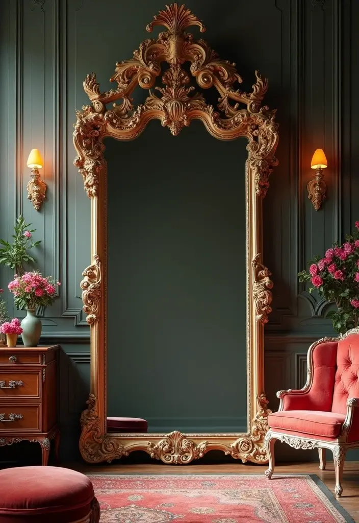 30 Bedroom Dressing Mirror Ideas That Add Light & Depth 7 30 Bedroom Dressing Mirror Ideas That Add Light & Depth - 6. Vintage Baroque Mirrors