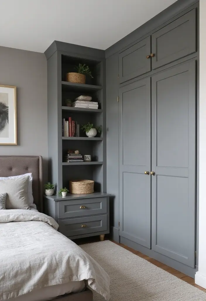 30 Bedroom Ideas with Grey Bed That Look Chic and Balanced 16 30 Bedroom Ideas with Grey Bed That Look Chic and Balanced - 15. Functional Storage Solutions