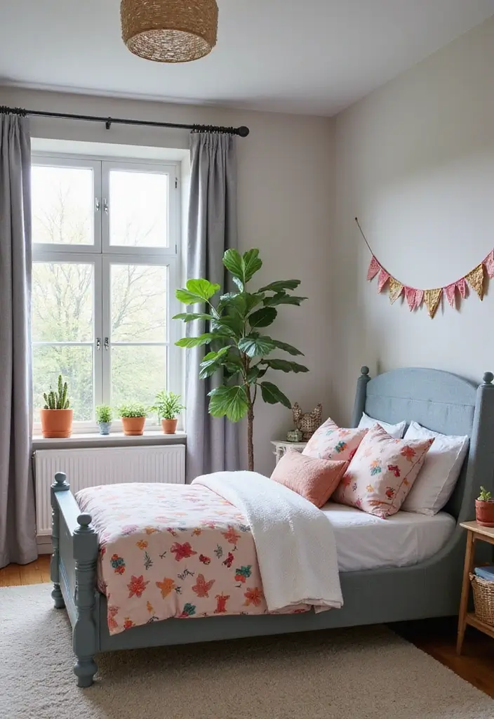 30 Bedroom Ideas with Grey Bed That Look Chic and Balanced 17 30 Bedroom Ideas with Grey Bed That Look Chic and Balanced - 16. Whimsical Accents