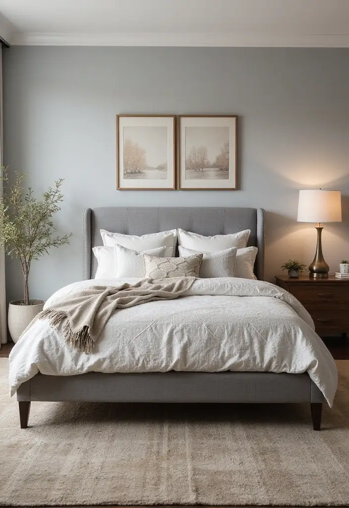 30 Bedroom Ideas with Grey Bed That Look Chic and Balanced 22 30 Bedroom Ideas with Grey Bed That Look Chic and Balanced - 21. Seasonal Decor Swaps
