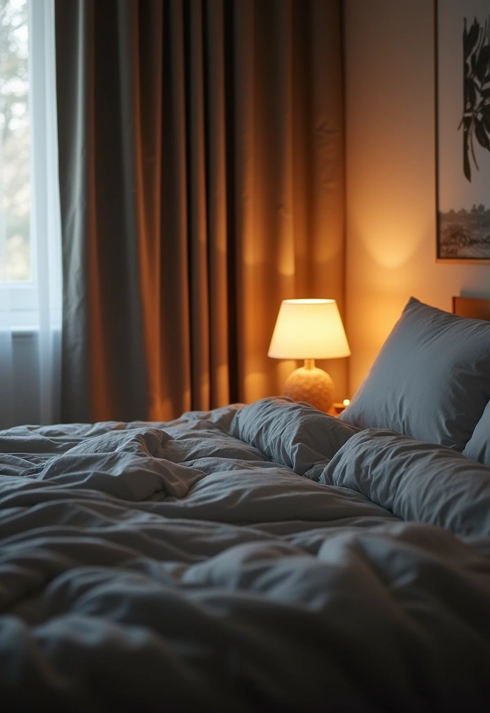 30 Bedroom Ideas with Grey Bed That Look Chic and Balanced 23 30 Bedroom Ideas with Grey Bed That Look Chic and Balanced - 22. Soft Lighting