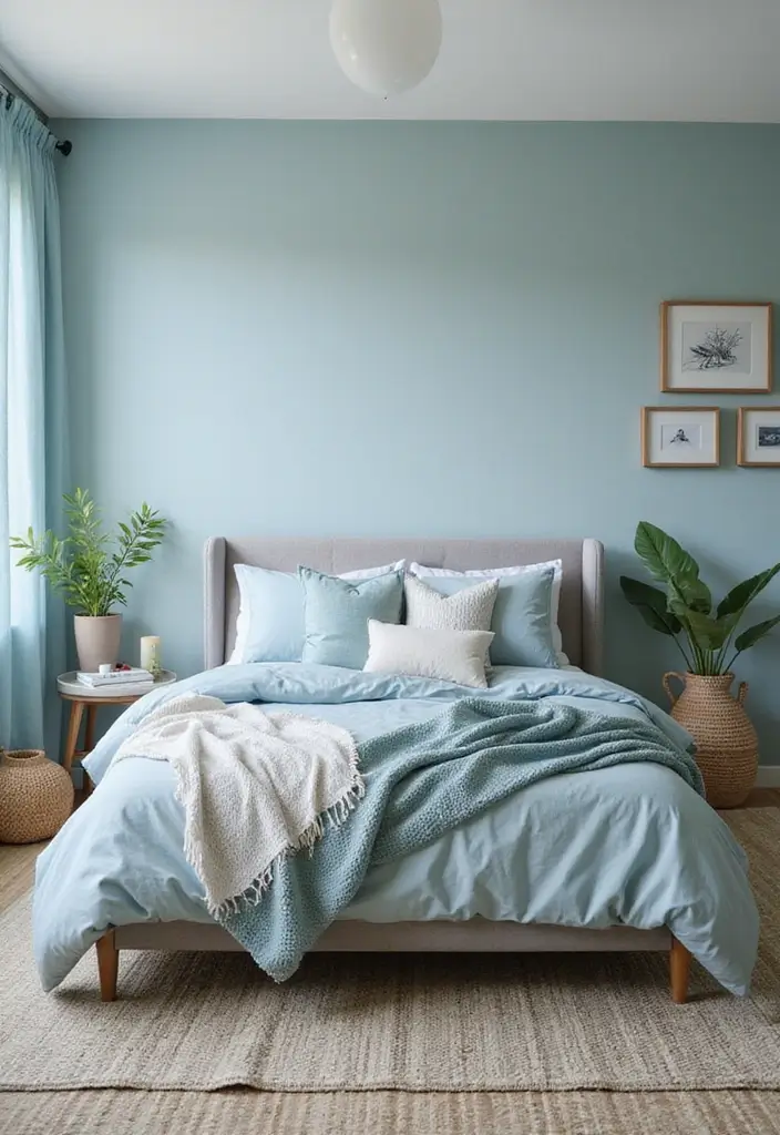30 Bedroom Ideas with Grey Bed That Look Chic and Balanced 24 30 Bedroom Ideas with Grey Bed That Look Chic and Balanced - 23. Ocean-Inspired Colors