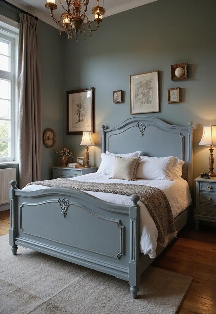 30 Bedroom Ideas with Grey Bed That Look Chic and Balanced 25 30 Bedroom Ideas with Grey Bed That Look Chic and Balanced - 24. Vintage Finds