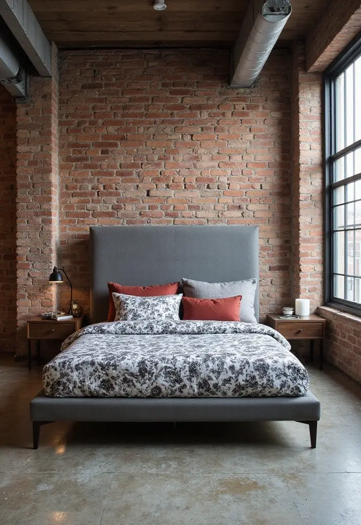 30 Bedroom Ideas with Grey Bed That Look Chic and Balanced 4 30 Bedroom Ideas with Grey Bed That Look Chic and Balanced - 3. Industrial Chic