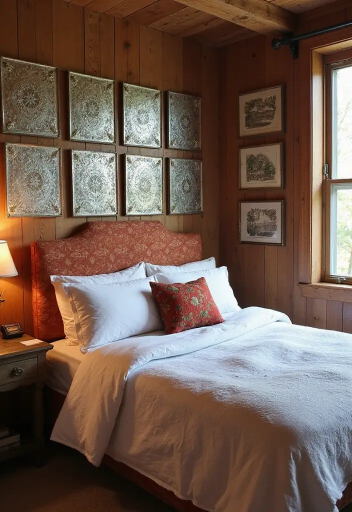 30 Bedroom Wall Paneling Ideas That Add Texture & Warmth 12 30 Bedroom Wall Paneling Ideas That Add Texture & Warmth - 11. Vintage Tin Panels