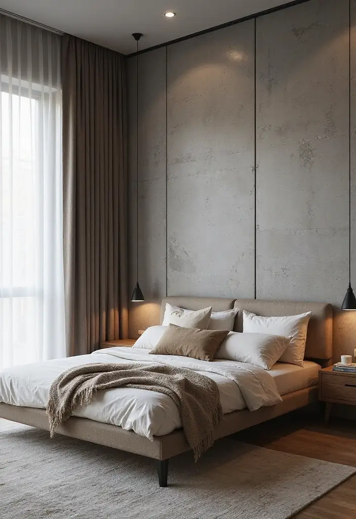 30 Bedroom Wall Paneling Ideas That Add Texture & Warmth 14 30 Bedroom Wall Paneling Ideas That Add Texture & Warmth - 13. Cement Board Paneling