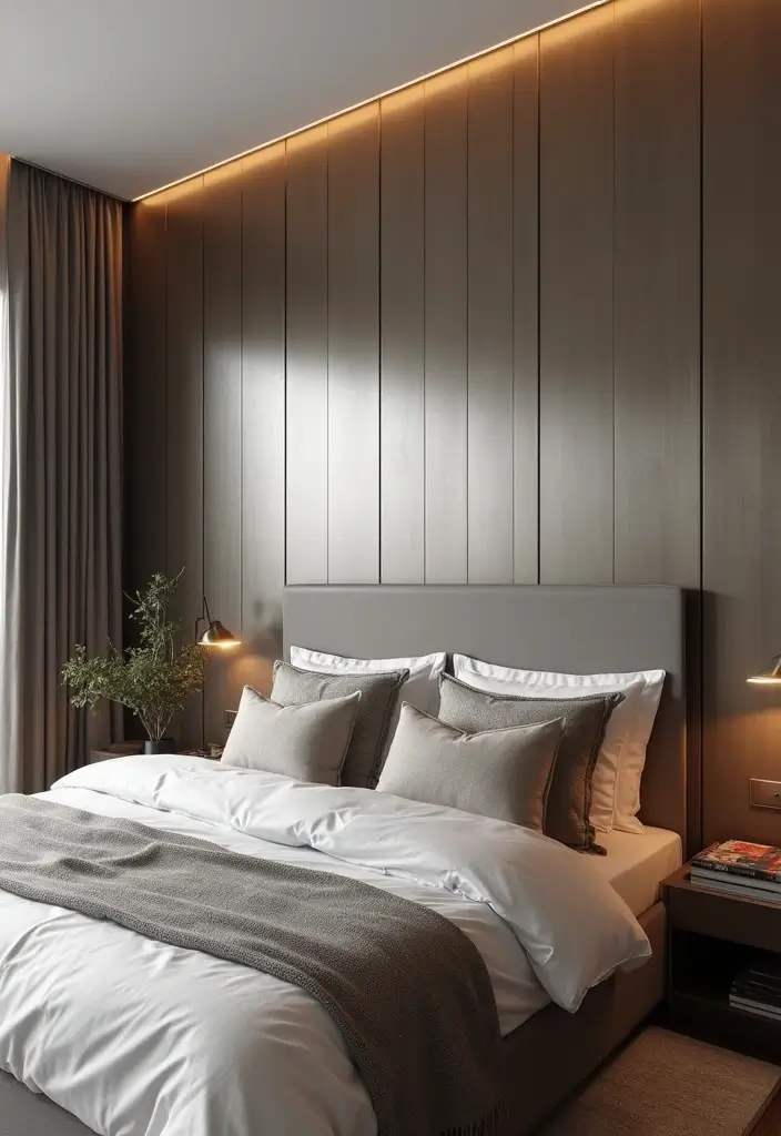 30 Bedroom Wall Paneling Ideas That Add Texture & Warmth 17 30 Bedroom Wall Paneling Ideas That Add Texture & Warmth - 16. Metal Wall Panels