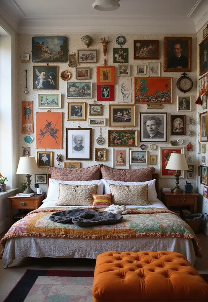 30 Bedroom Wall Paneling Ideas That Add Texture & Warmth 19 30 Bedroom Wall Paneling Ideas That Add Texture & Warmth - 18. Eclectic Gallery Wall