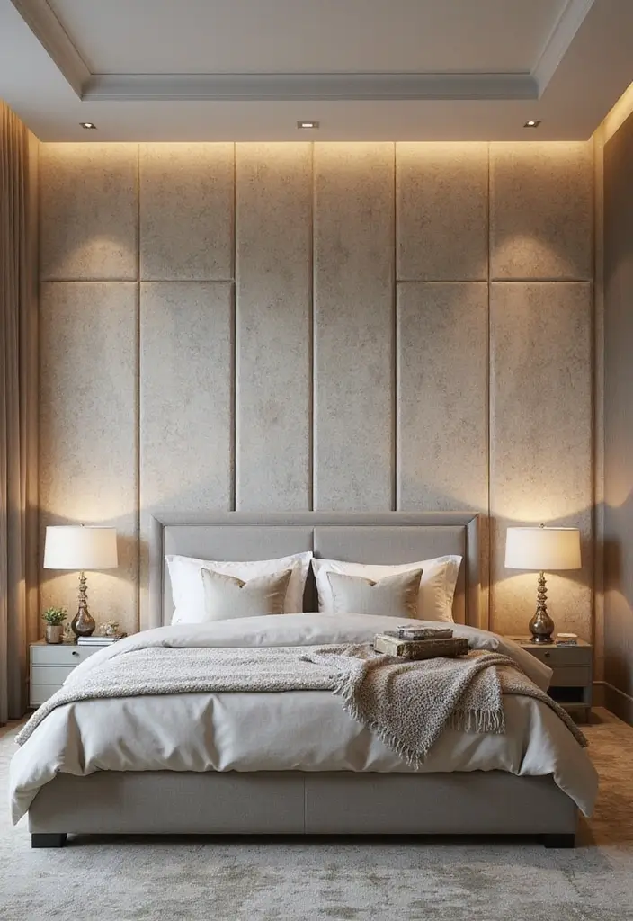 30 Bedroom Wall Paneling Ideas That Add Texture & Warmth 6 30 Bedroom Wall Paneling Ideas That Add Texture & Warmth - 5. Textured Fabric Panels
