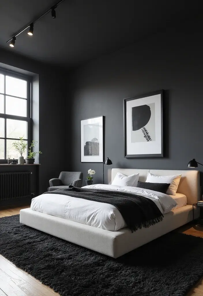 30 Black Aesthetic Bedroom Ideas That Are Sleek and Stylish 2 30 Black Aesthetic Bedroom Ideas That Are Sleek and Stylish - 1. Monochrome Magic