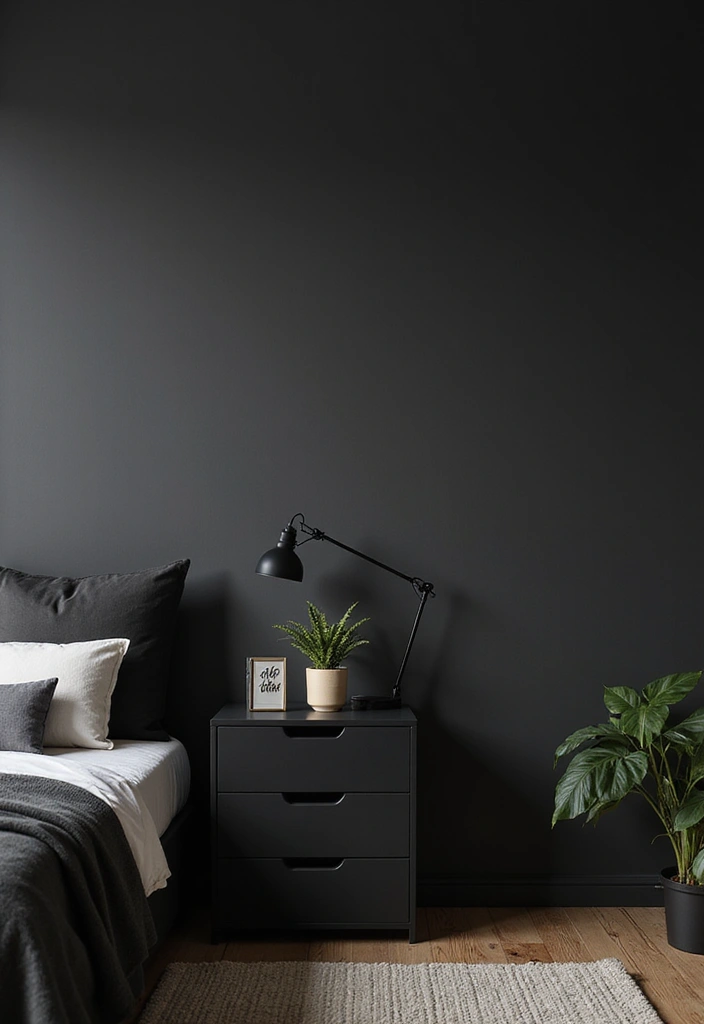 30 Black Aesthetic Bedroom Ideas That Are Sleek and Stylish 13 30 Black Aesthetic Bedroom Ideas That Are Sleek and Stylish - 12. Minimalist Nightstands