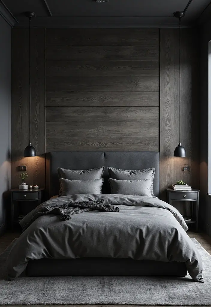 30 Black Aesthetic Bedroom Ideas That Are Sleek and Stylish 14 30 Black Aesthetic Bedroom Ideas That Are Sleek and Stylish - 13. Textured Wall Treatments