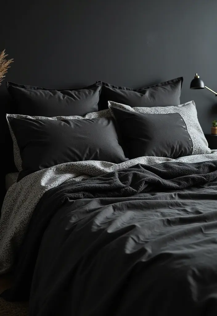 30 Black Aesthetic Bedroom Ideas That Are Sleek and Stylish 25 30 Black Aesthetic Bedroom Ideas That Are Sleek and Stylish - 24. Boxed Bedding