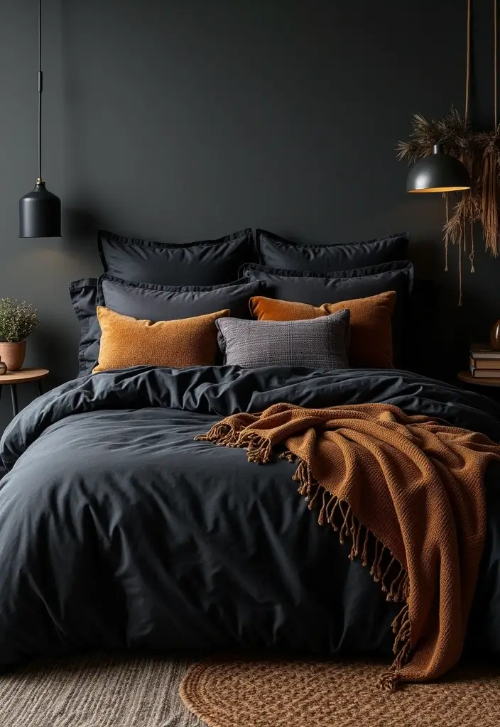 30 Black Aesthetic Bedroom Ideas That Are Sleek and Stylish 9 30 Black Aesthetic Bedroom Ideas That Are Sleek and Stylish - 8. Bold Black Bedding