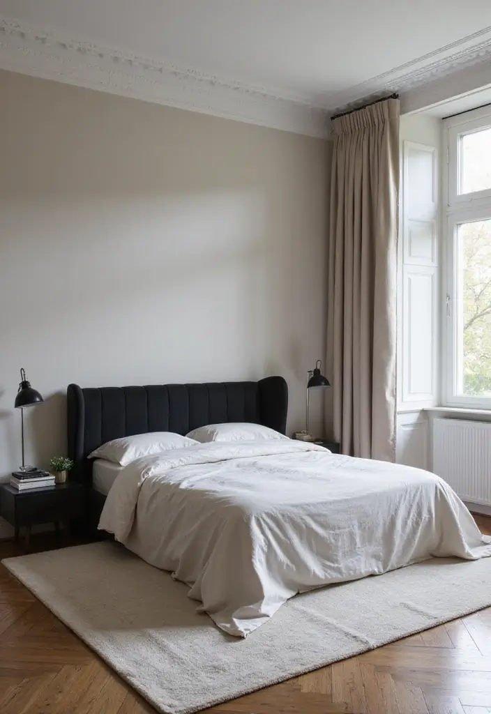 30 Black Headboard Bedroom Ideas That Make a Bold Statement 2 30 Black Headboard Bedroom Ideas That Make a Bold Statement - 1. Sleek Modern Lines