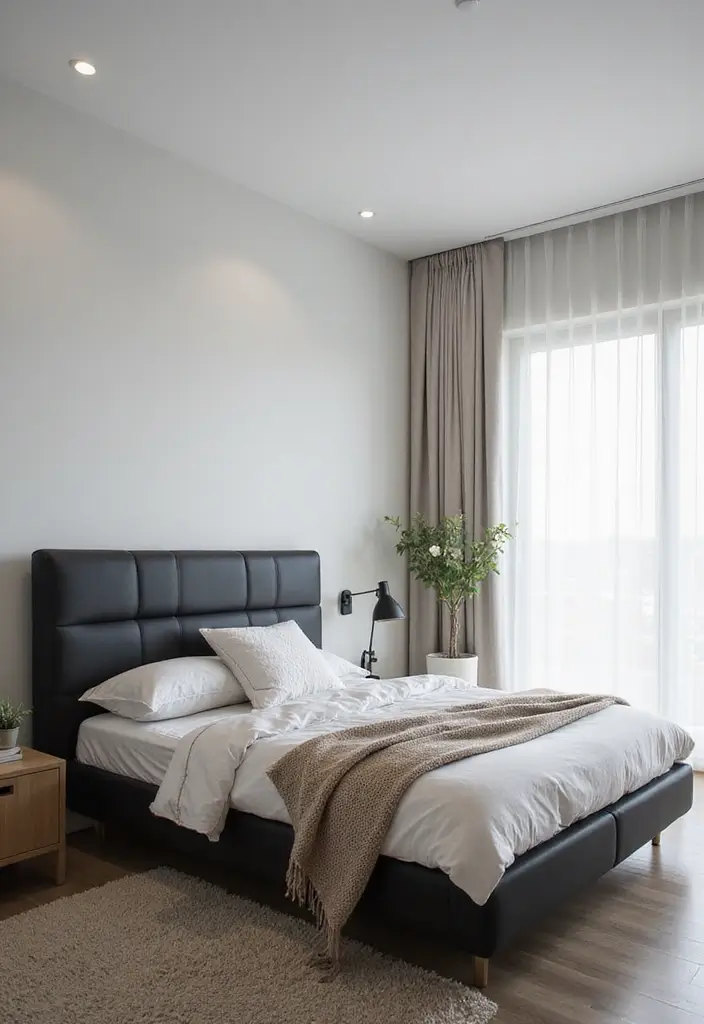 30 Black Headboard Bedroom Ideas That Make a Bold Statement 12 30 Black Headboard Bedroom Ideas That Make a Bold Statement - 11. Floating Headboard