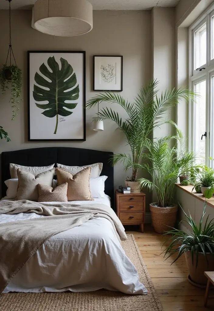 30 Black Headboard Bedroom Ideas That Make a Bold Statement 13 30 Black Headboard Bedroom Ideas That Make a Bold Statement - 12. Nature-Inspired
