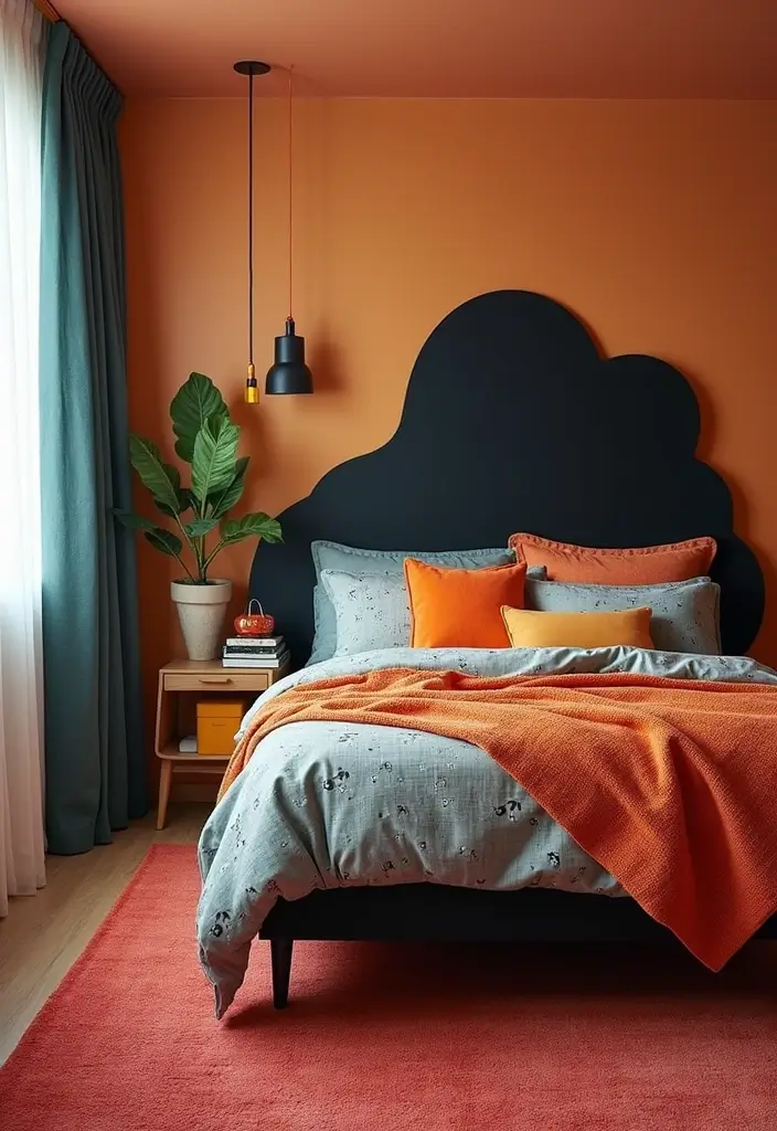 30 Black Headboard Bedroom Ideas That Make a Bold Statement 17 30 Black Headboard Bedroom Ideas That Make a Bold Statement - 16. Retro Vibes