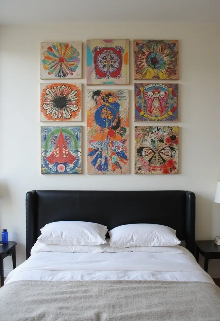 30 Black Headboard Bedroom Ideas That Make a Bold Statement 18 30 Black Headboard Bedroom Ideas That Make a Bold Statement - 17. Whimsical Art