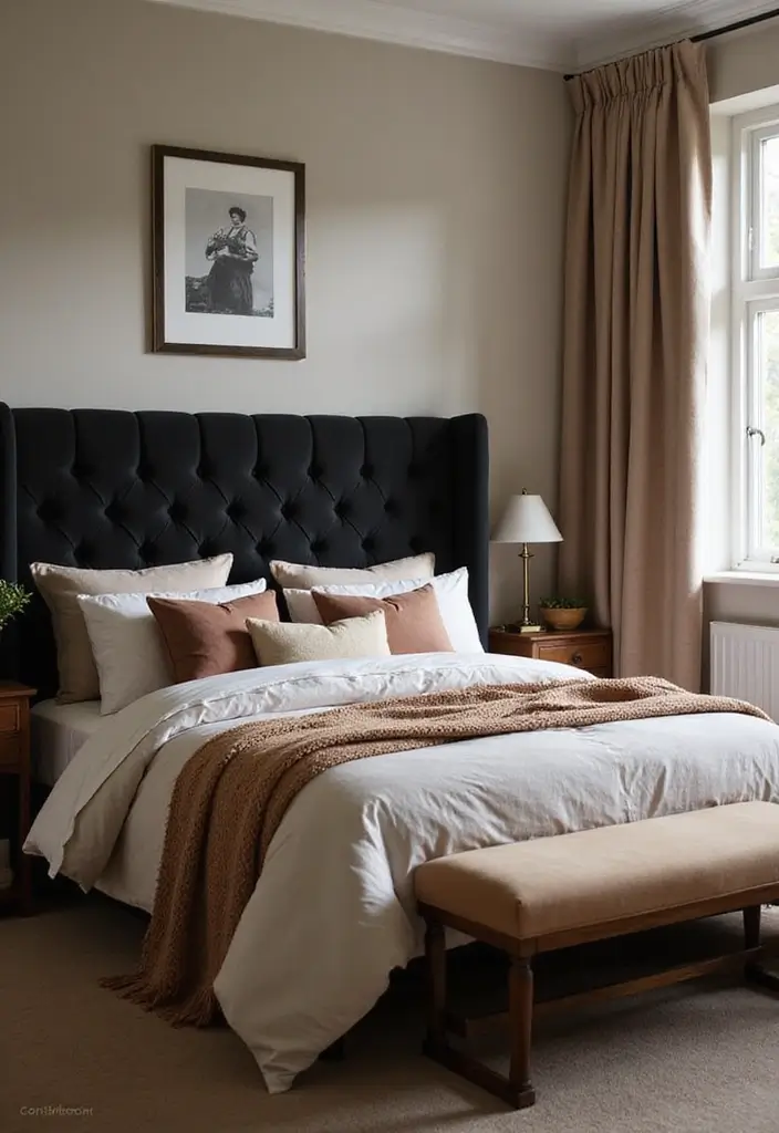30 Black Headboard Bedroom Ideas That Make a Bold Statement 20 30 Black Headboard Bedroom Ideas That Make a Bold Statement - 19. Soft and Cozy