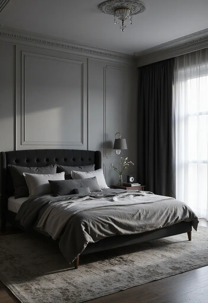 30 Black Headboard Bedroom Ideas That Make a Bold Statement 21 30 Black Headboard Bedroom Ideas That Make a Bold Statement - 20. Elegant Monochrome