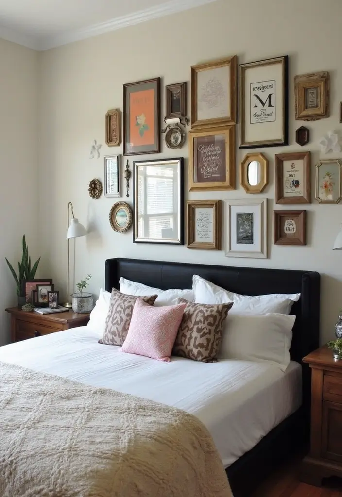 30 Black Headboard Bedroom Ideas That Make a Bold Statement 24 30 Black Headboard Bedroom Ideas That Make a Bold Statement - 23. Layered Wall Decor