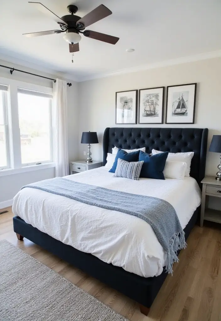 30 Black Headboard Bedroom Ideas That Make a Bold Statement 26 30 Black Headboard Bedroom Ideas That Make a Bold Statement - 25. Nautical Inspiration