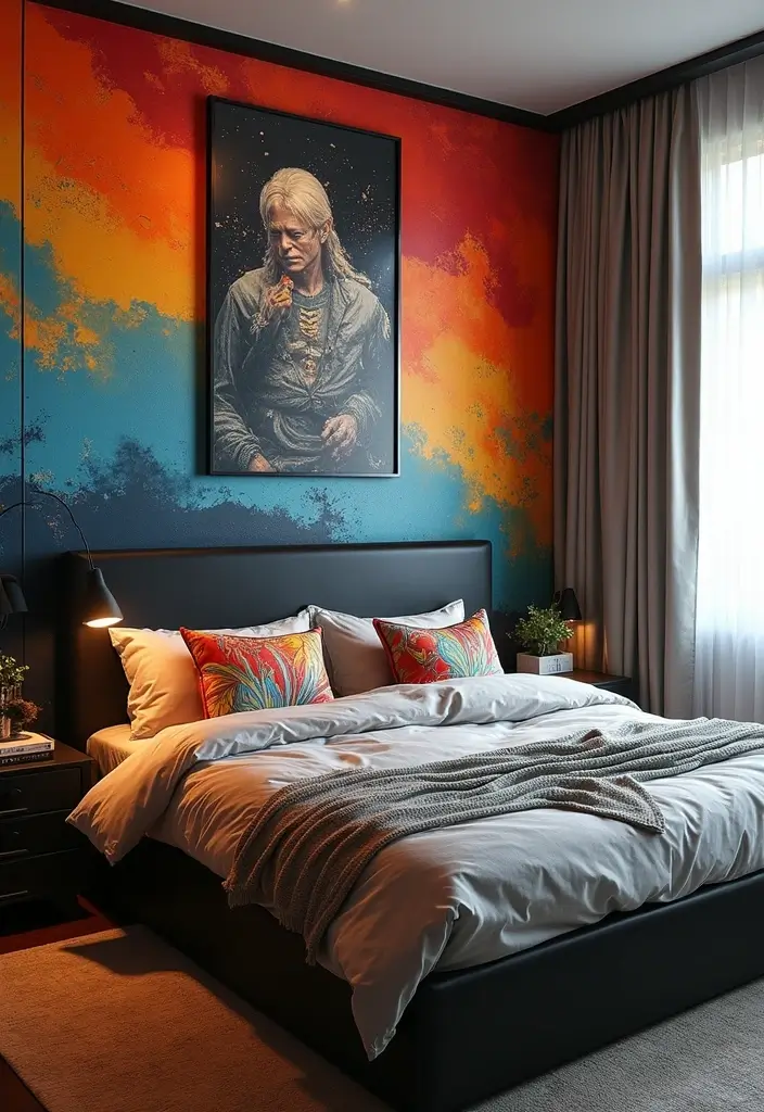 30 Black Headboard Bedroom Ideas That Make a Bold Statement 27 30 Black Headboard Bedroom Ideas That Make a Bold Statement - 26. Artistic Expression