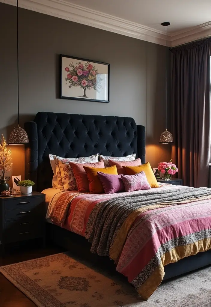 30 Black Headboard Bedroom Ideas That Make a Bold Statement 4 30 Black Headboard Bedroom Ideas That Make a Bold Statement - 3. Bold Statement Piece