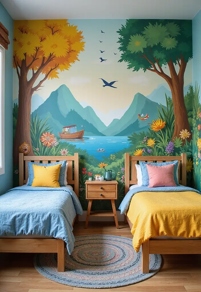 30 Brother and Sister Shared Bedroom Ideas That Balance Both Styles 2 30 Brother and Sister Shared Bedroom Ideas That Balance Both Styles - 1. Colorful Wall Murals