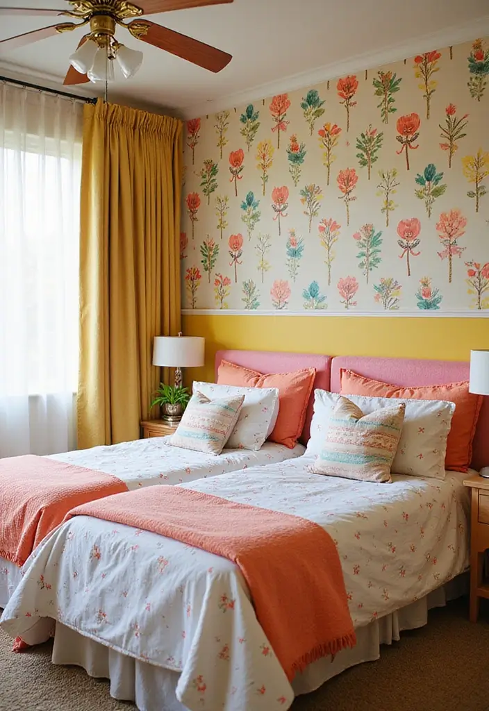 30 Brother and Sister Shared Bedroom Ideas That Balance Both Styles 12 30 Brother and Sister Shared Bedroom Ideas That Balance Both Styles - 11. Bright Accent Walls