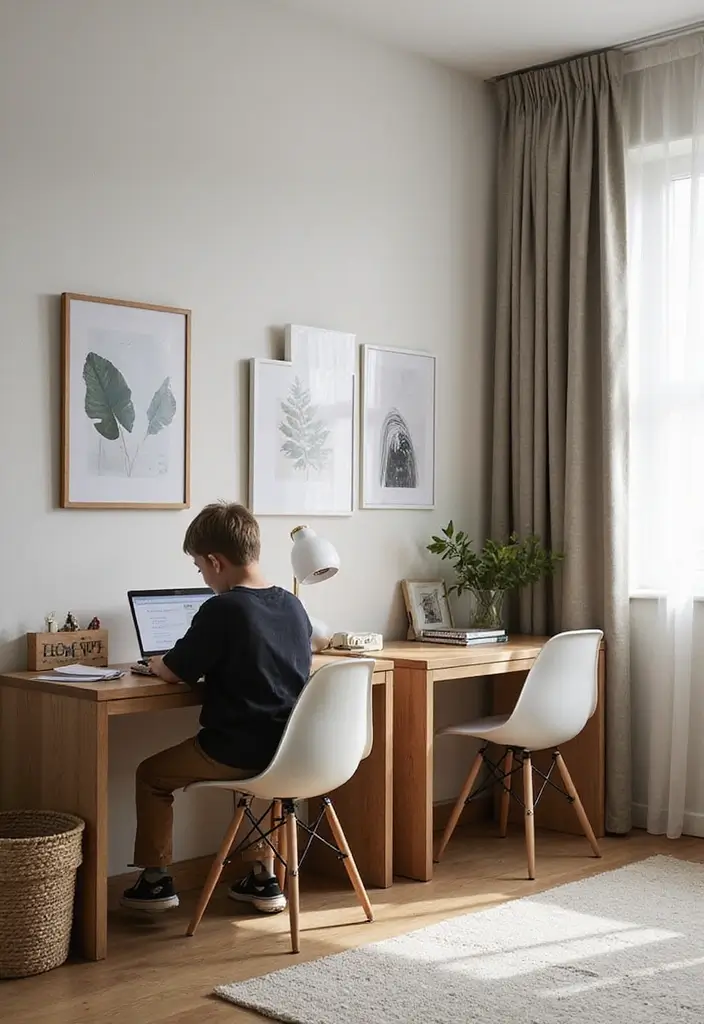 30 Brother and Sister Shared Bedroom Ideas That Balance Both Styles 13 30 Brother and Sister Shared Bedroom Ideas That Balance Both Styles - 12. Dual Study Zones