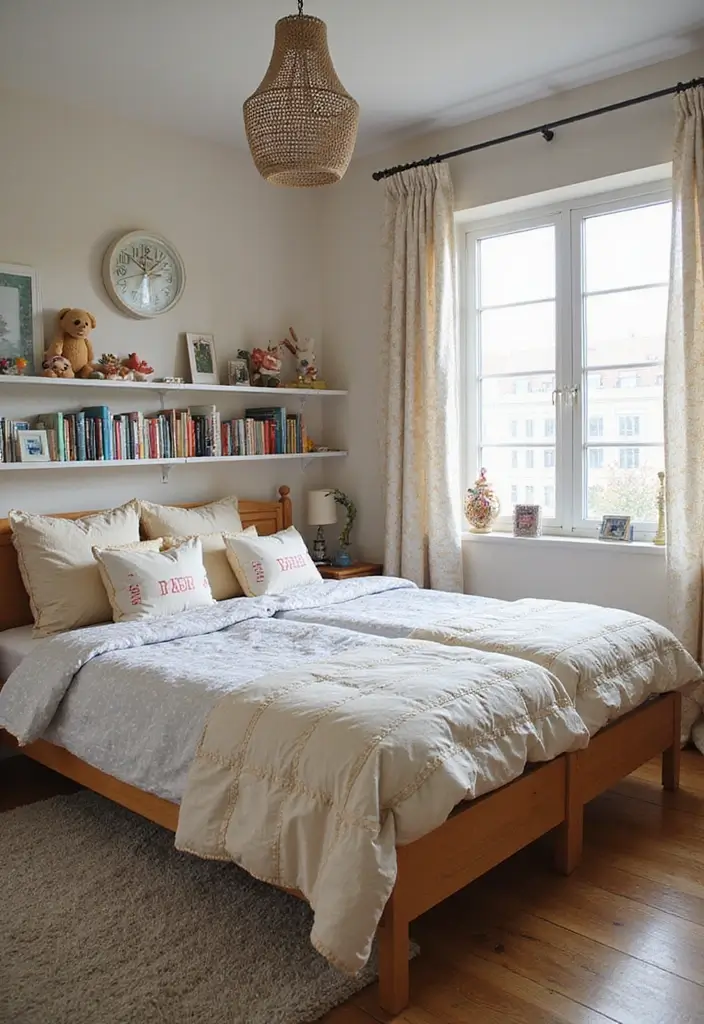 30 Brother and Sister Shared Bedroom Ideas That Balance Both Styles 3 30 Brother and Sister Shared Bedroom Ideas That Balance Both Styles - 2. Shared Bed with Personal Touches