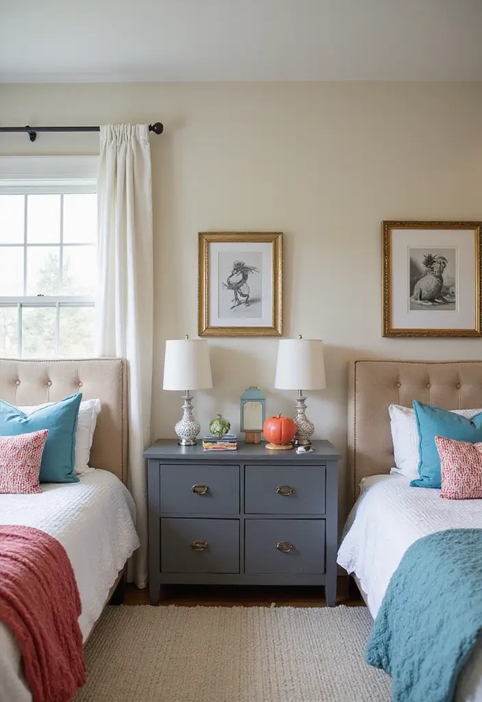 30 Brother and Sister Shared Bedroom Ideas That Balance Both Styles 22 30 Brother and Sister Shared Bedroom Ideas That Balance Both Styles - 21. Themed Bedside Tables