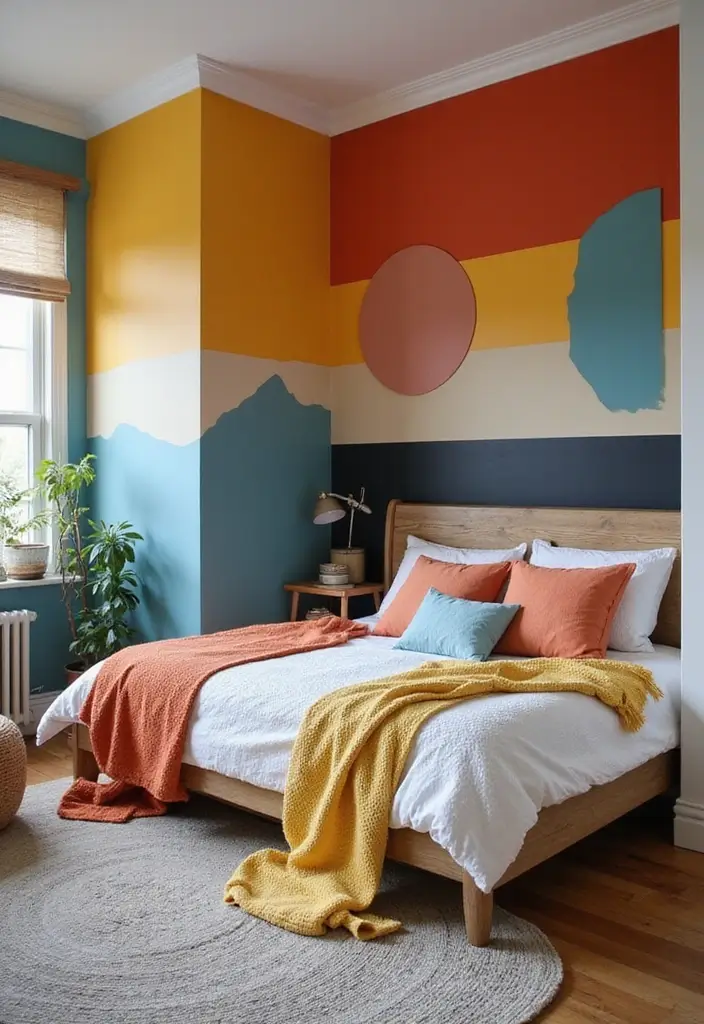 30 Brother and Sister Shared Bedroom Ideas That Balance Both Styles 23 30 Brother and Sister Shared Bedroom Ideas That Balance Both Styles - 22. Color-Blocked Walls