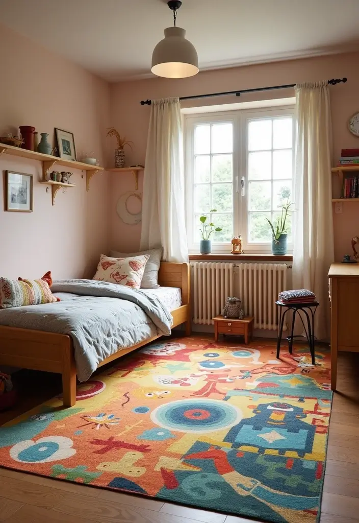 30 Brother and Sister Shared Bedroom Ideas That Balance Both Styles 10 30 Brother and Sister Shared Bedroom Ideas That Balance Both Styles - 9. Playful Rug Designs