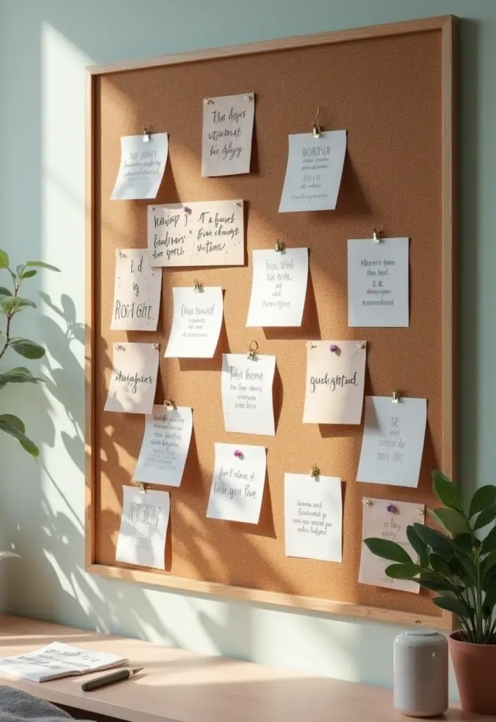 30 Cork Board Ideas for Bedroom Aesthetic That Inspire You Daily 12 30 Cork Board Ideas for Bedroom Aesthetic That Inspire You Daily - 11. Affirmation and Gratitude Board