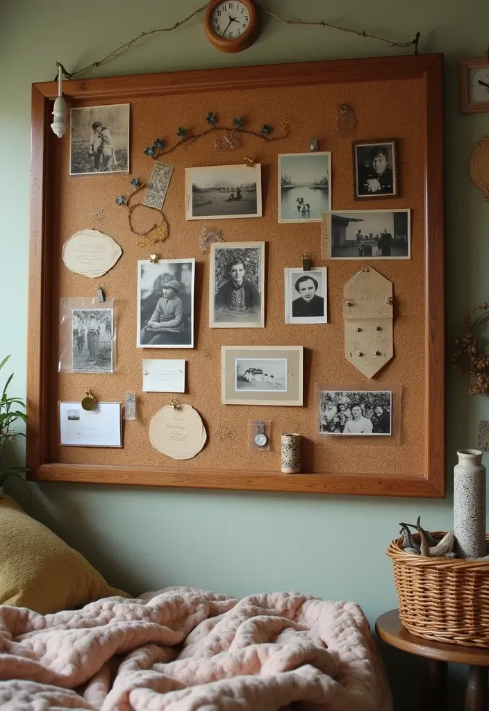30 Cork Board Ideas for Bedroom Aesthetic That Inspire You Daily 29 30 Cork Board Ideas for Bedroom Aesthetic That Inspire You Daily - 28. Vintage Memories Board