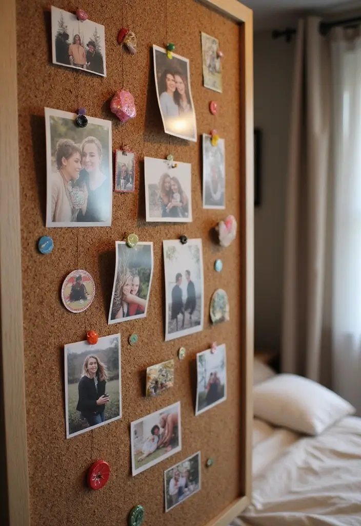 30 Cork Board Ideas for Bedroom Aesthetic That Inspire You Daily 5 30 Cork Board Ideas for Bedroom Aesthetic That Inspire You Daily - 4. Photo Collage Board