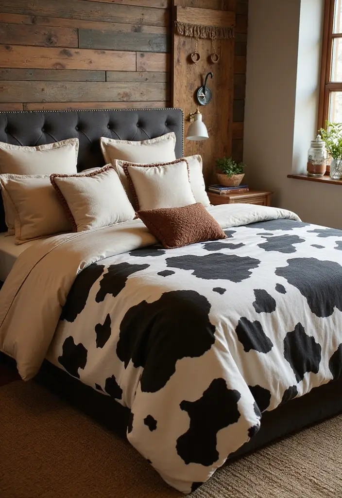 30 Cow Print Bedroom Ideas That Feel Fun & Trendy 2 30 Cow Print Bedroom Ideas That Feel Fun & Trendy - 1. Cozy Cow Print Bedding