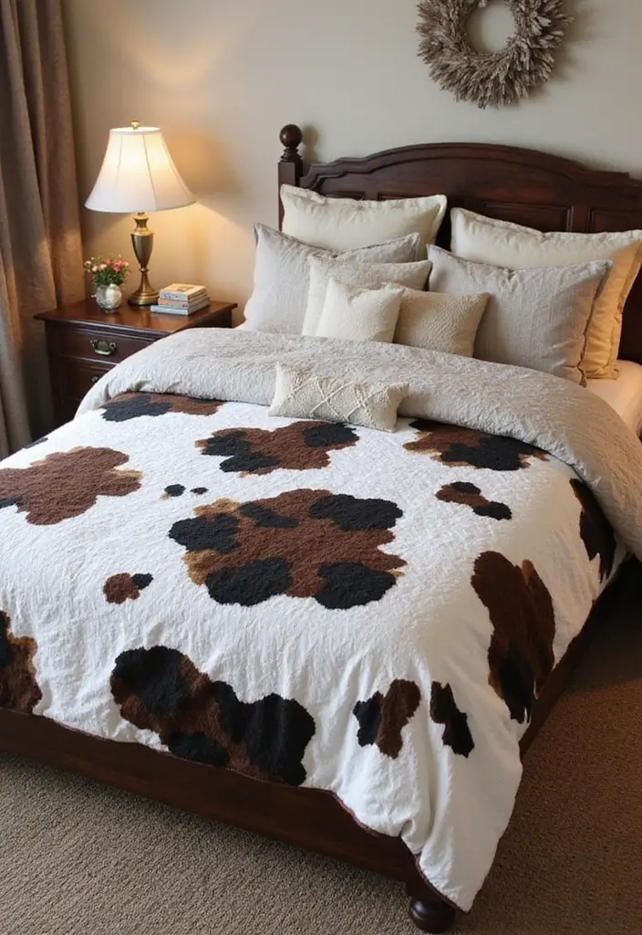 30 Cow Print Bedroom Ideas That Feel Fun & Trendy 20 30 Cow Print Bedroom Ideas That Feel Fun & Trendy - 19. Cow Print Quilts