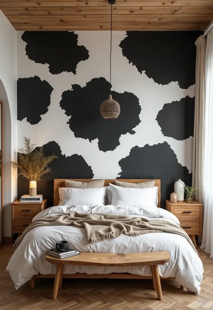 30 Cow Print Bedroom Ideas That Feel Fun & Trendy 3 30 Cow Print Bedroom Ideas That Feel Fun & Trendy - 2. Rustic Accent Walls