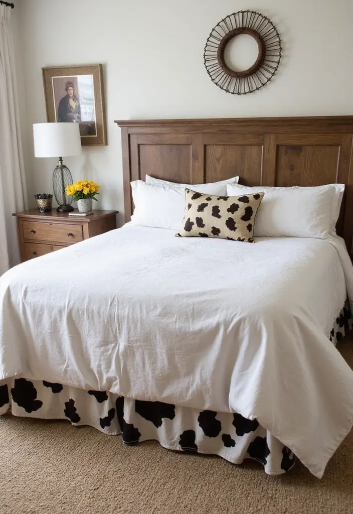 30 Cow Print Bedroom Ideas That Feel Fun & Trendy 23 30 Cow Print Bedroom Ideas That Feel Fun & Trendy - 22. Cow Print Bed Skirts