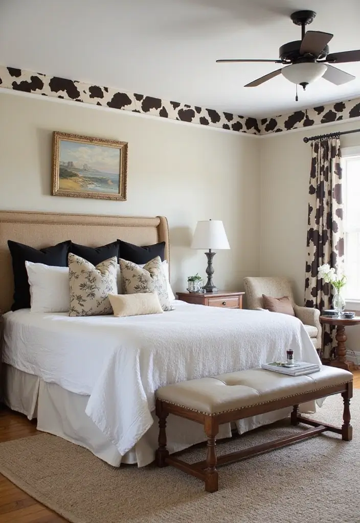 30 Cow Print Bedroom Ideas That Feel Fun & Trendy 26 30 Cow Print Bedroom Ideas That Feel Fun & Trendy - 25. Cow Print Wallpaper Borders