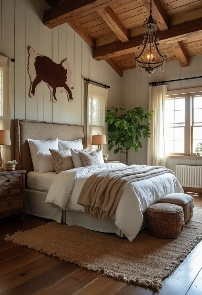 30 Cow Print Bedroom Ideas That Feel Fun & Trendy 28 30 Cow Print Bedroom Ideas That Feel Fun & Trendy - 27. Farmhouse Cow Print Décor