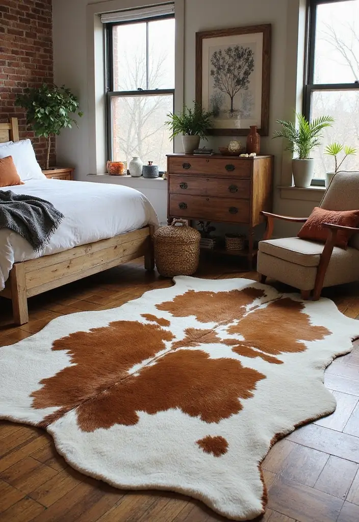 30 Cow Print Bedroom Ideas That Feel Fun & Trendy 4 30 Cow Print Bedroom Ideas That Feel Fun & Trendy - 3. Playful Rugs