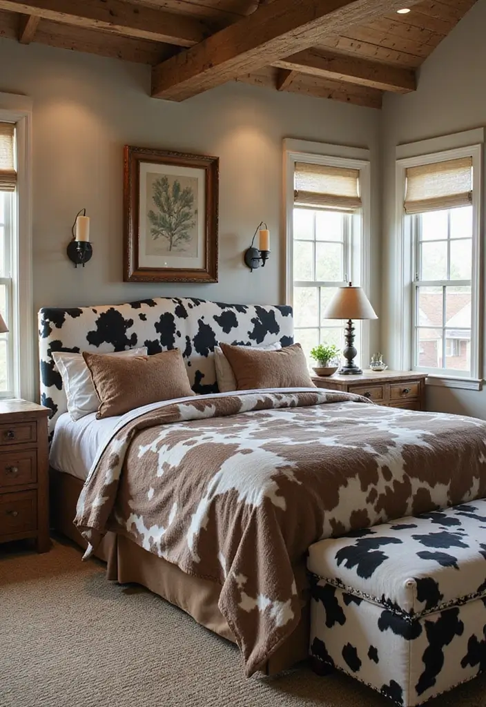 30 Cow Print Bedroom Ideas That Feel Fun & Trendy 9 30 Cow Print Bedroom Ideas That Feel Fun & Trendy - 8. Stylish Cow Print Furniture