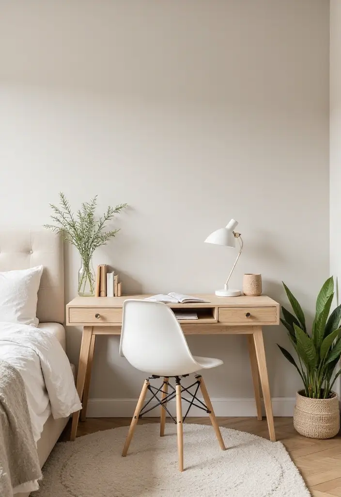 30 Cream Color Bedroom Ideas That Feel Soft, Bright & Welcoming 26 30 Cream Color Bedroom Ideas That Feel Soft, Bright & Welcoming - 25. Cream Color Desk Space