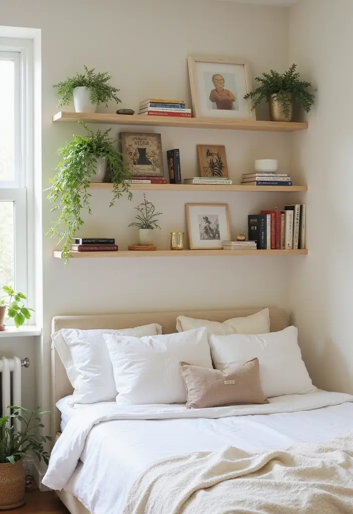30 Cream Color Bedroom Ideas That Feel Soft, Bright & Welcoming 29 30 Cream Color Bedroom Ideas That Feel Soft, Bright & Welcoming - 28. Cream Color Shelves